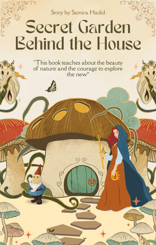 Brown Illustrative Secret Garden Behind the House Wattpad Book Cover